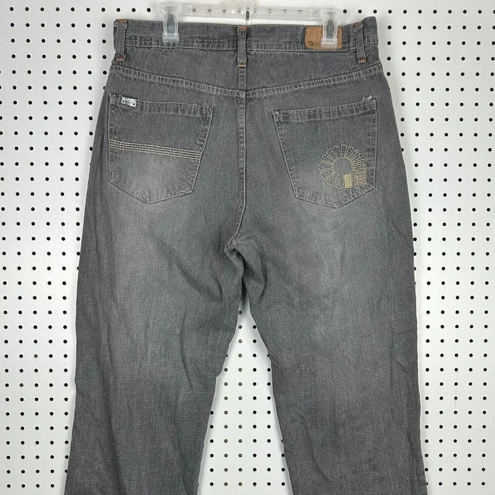 Akademiks Gray Y2K Jeans Sz 36x32 Distressed 90s Grunge Streetwear Skate Baggy